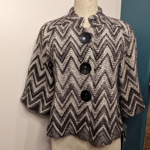 NWT Alexandra Bartlett wool blend jacket gray & black Sz M - Picture 7 of 10